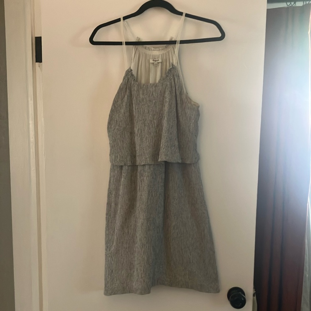 Madewell Gray Tiered Halter Sundress